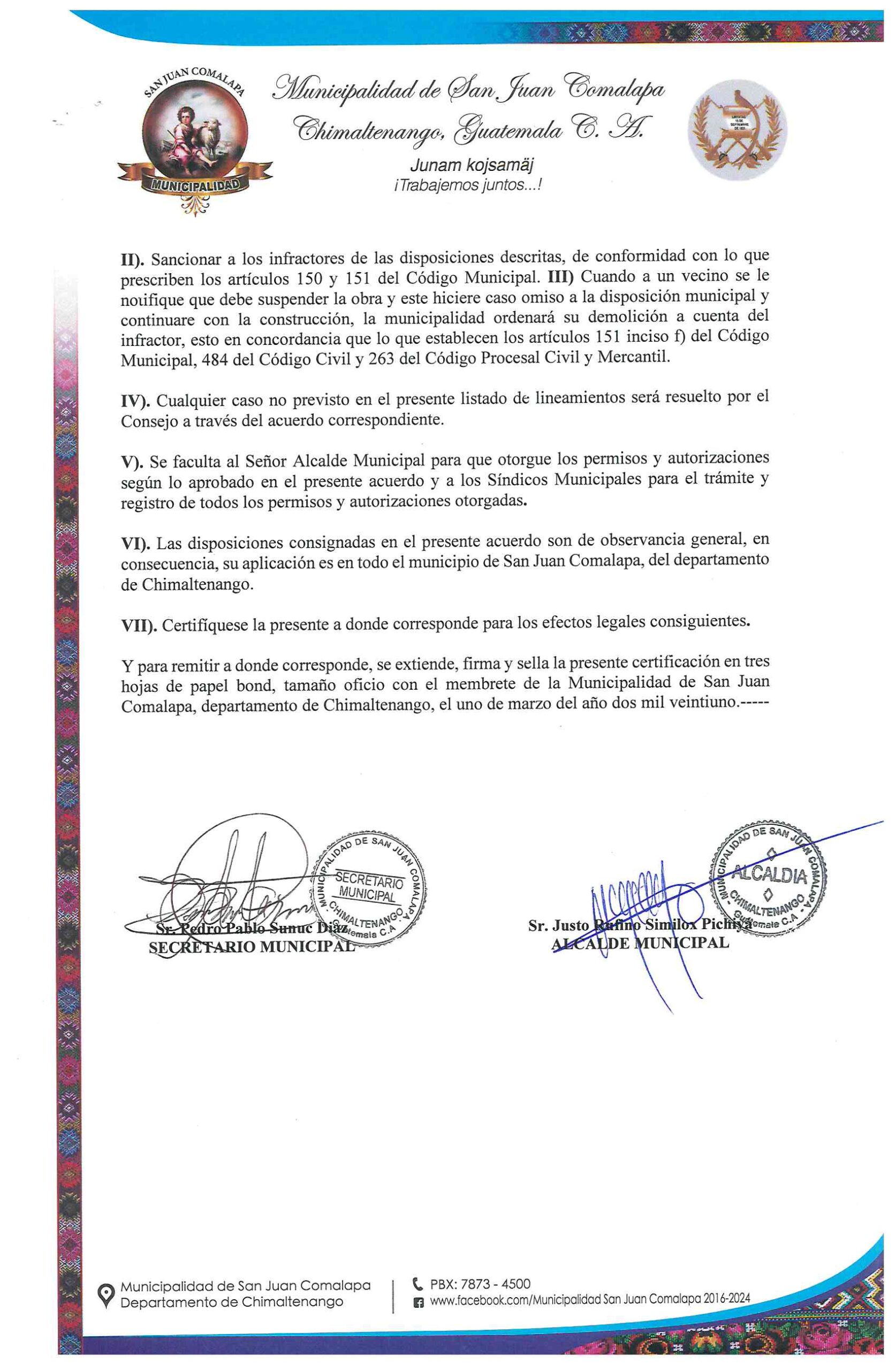 Licencias de construcción Municipalidad de San Juan Comalapa